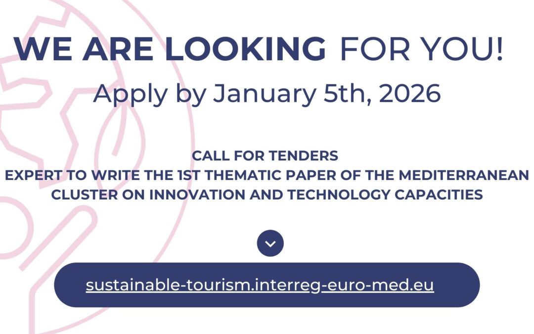 Call for Tenders – Community4Tourism Thematic Papers Expert – MED Innovation & Technology Capacities Cluster – Deadline January 5th 2026